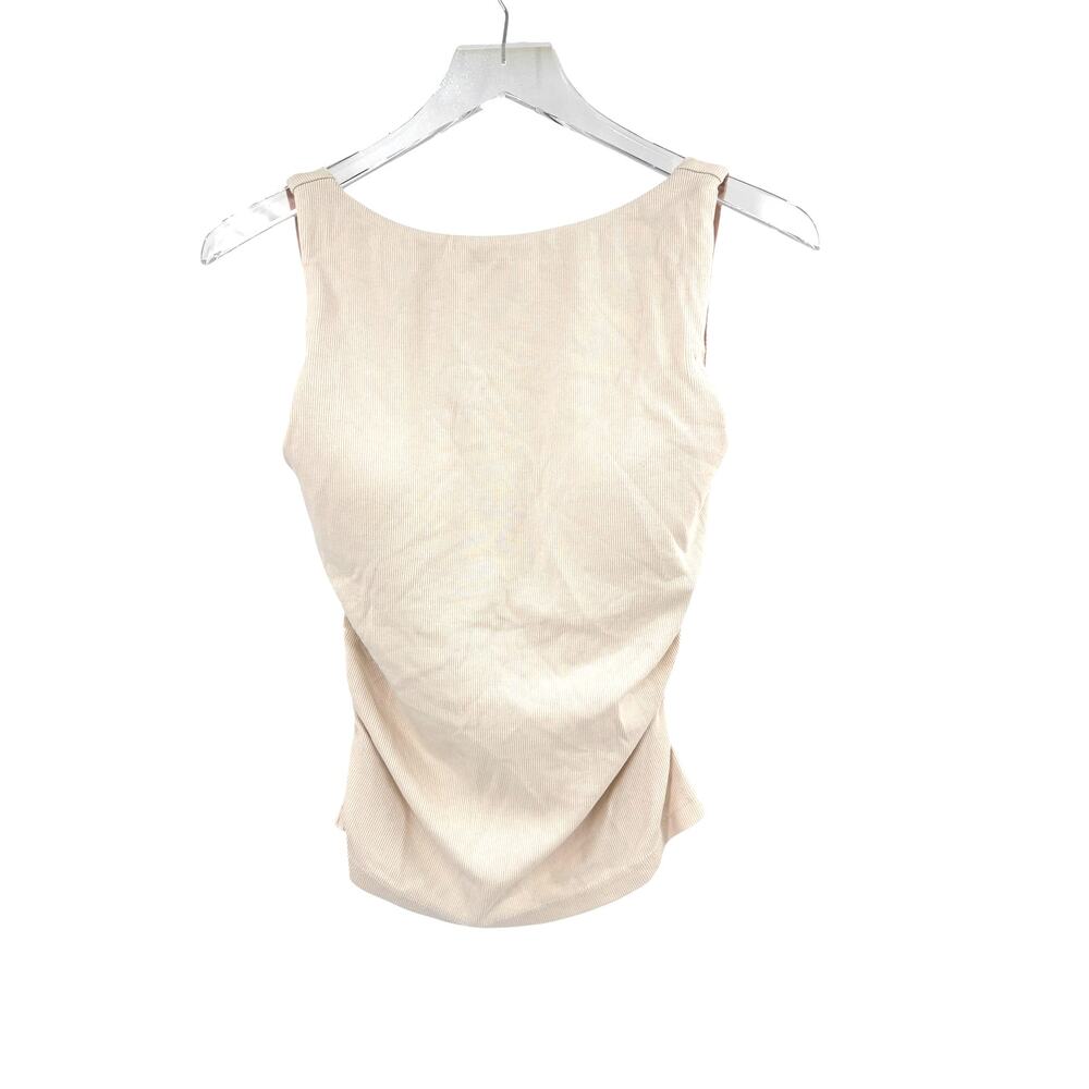 OGL Top Size M NEW Boat Neck Ruched Elastic Open Back Brami Tank Ivory Cream - Picture 5 of 15